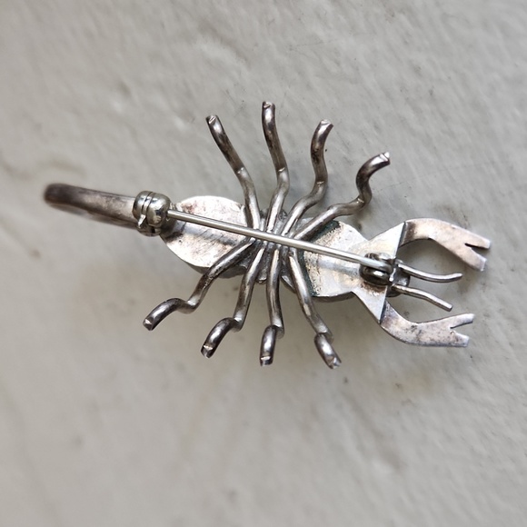 Cool Vintage Native American Navajo Turquoise & Sterling Scorpion Pin/Pendant 🦂 - Picture 8 of 12